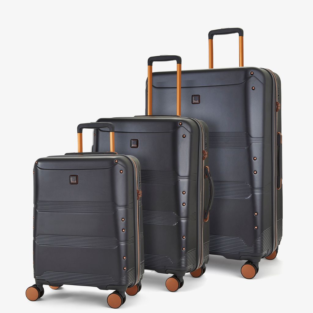 Rock Mayfair 3 Piece Hardsided Exp Luggage - Charcoal