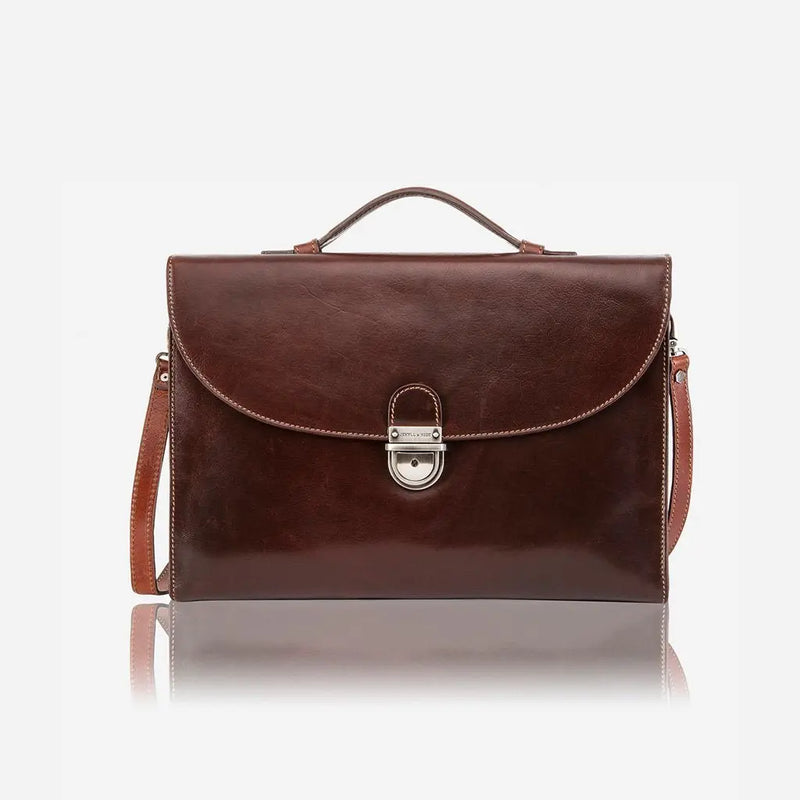 Jekyll & Hide Oxford Extra Slim Business Briefcase, Tobacco - Love Luggage