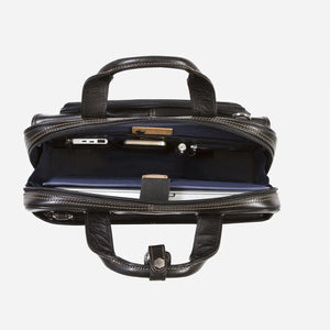 Jekyll & Hide Oxford Large Multi Compartment Briefcase, Black - Love Luggage