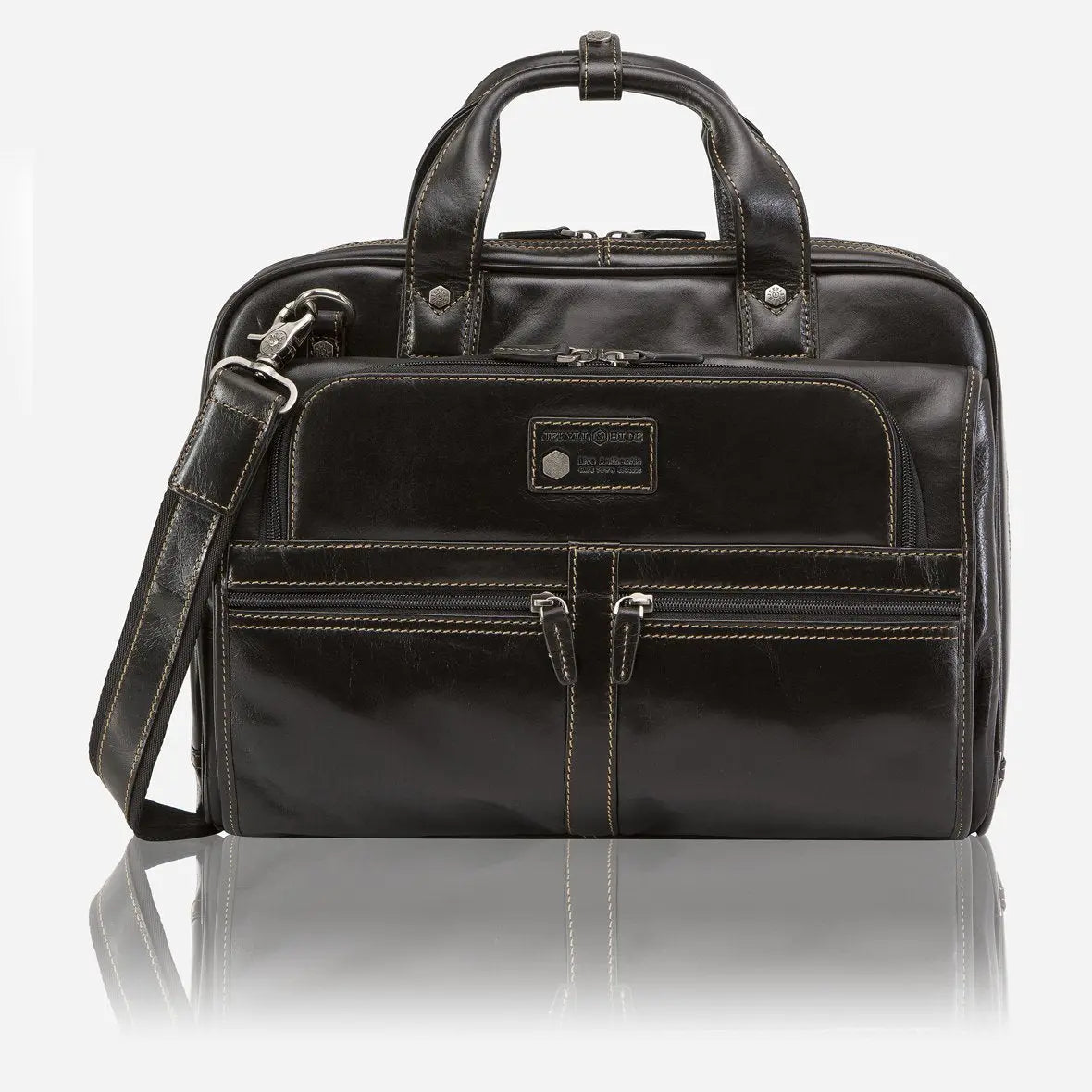 Jekyll & Hide Oxford Large Multi Compartment Briefcase, Black - Love Luggage