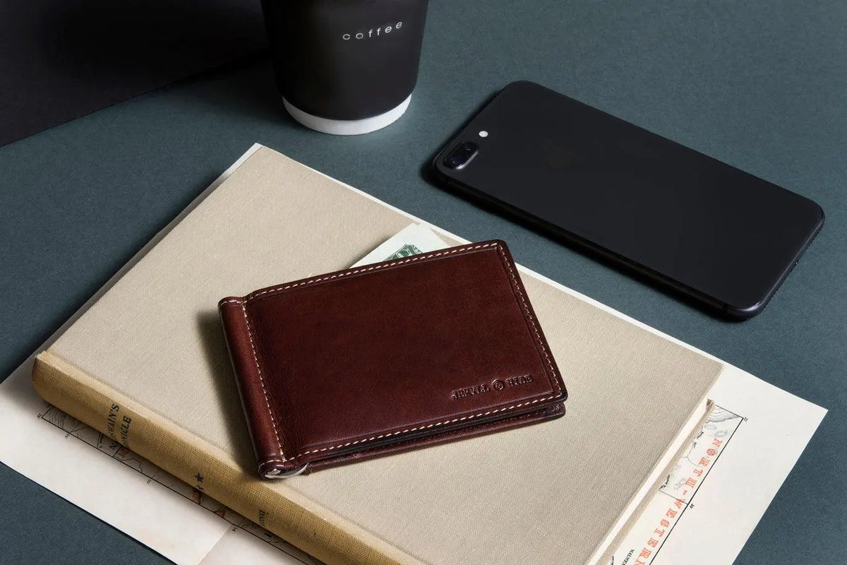 Jekyll & Hide Oxford Leather Money Clip Wallet, Coffee - Love Luggage