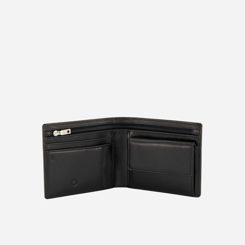 Jekyll & Hide Oxford Medium Billfold Wallet With Coin, Black - Love Luggage