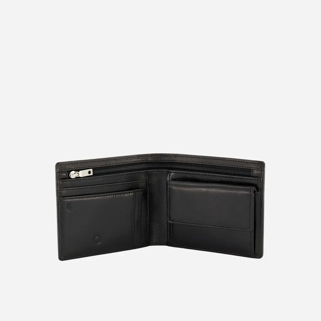 Jekyll & Hide Oxford Medium Billfold Wallet With Coin, Black - Love Luggage
