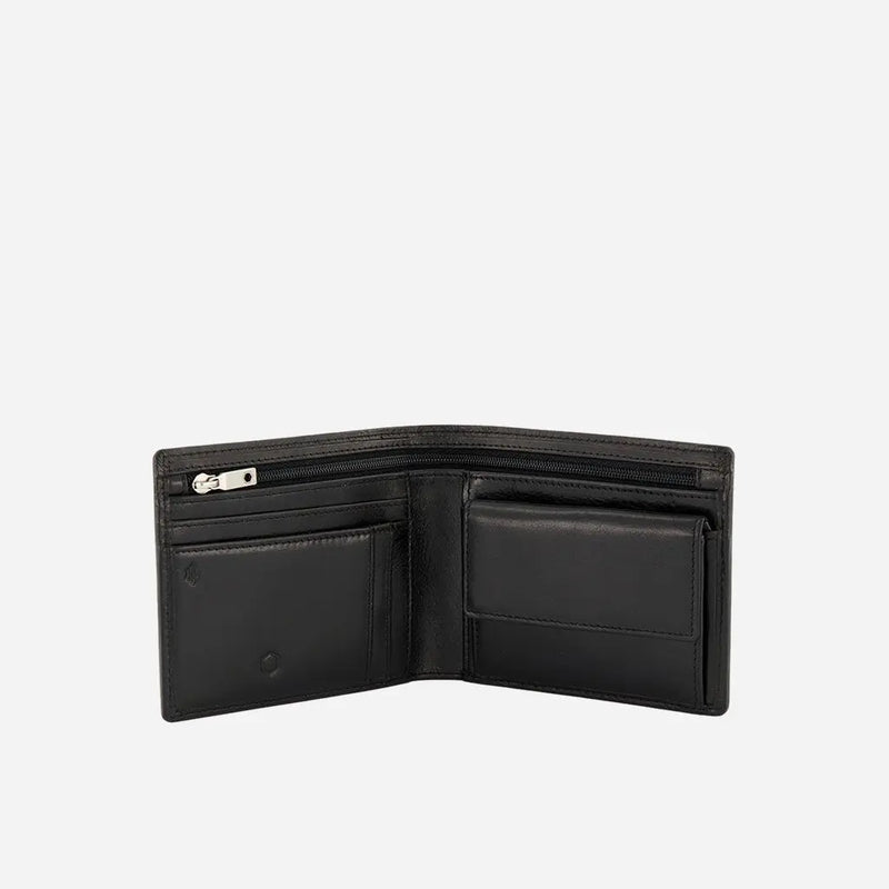 Jekyll & Hide Oxford Medium Billfold Wallet With Coin, Black - Love Luggage