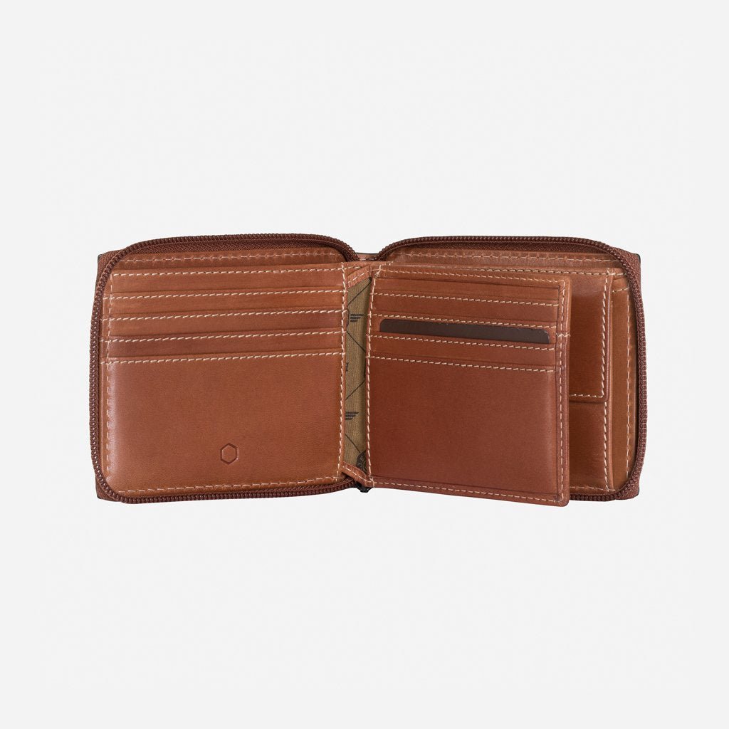 Jekyll & Hide Texas Large Zip Around Wallet With Coin, Clay - Love Luggage