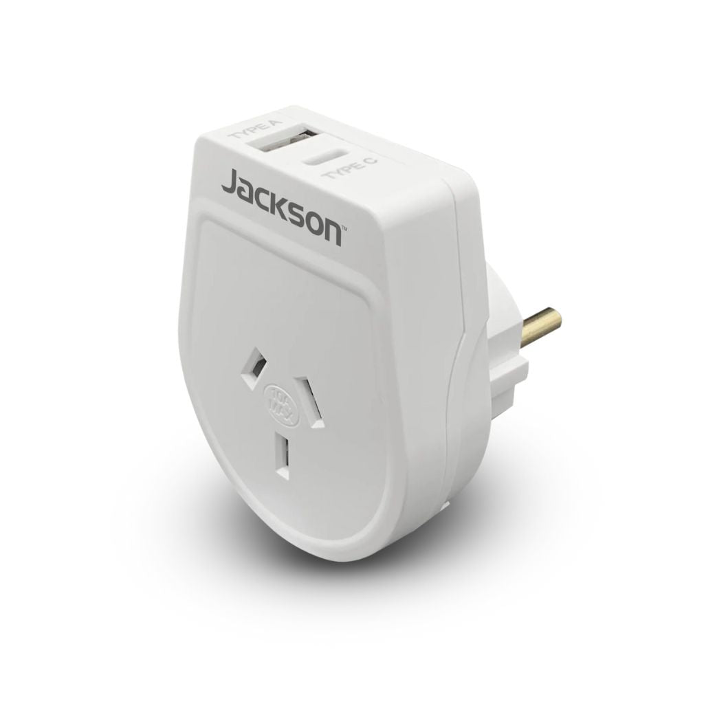 Jackson Outbound Slim USB-A & C Travel Adaptor AUS to EU - Love Luggage