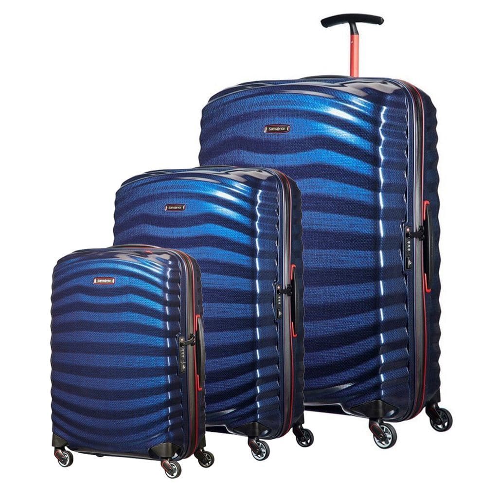 Samsonite Lite-Shock Sport 3 Piece Suitcase Set - Nautical Blue/Red - Love Luggage