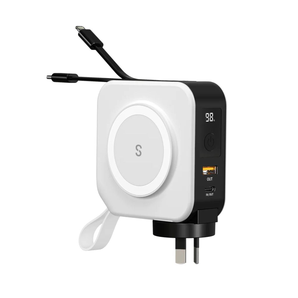 SnapWireless 5 in 1 PowerPack Universal Travel Charger MagSafe White