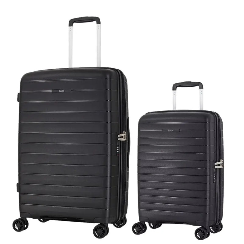 Rock Palma Cabin & Medium Duo Lightweight Hardsided Luggage Set - Black