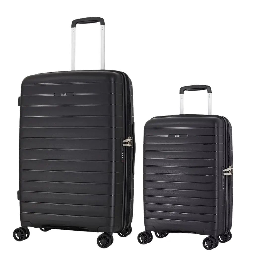 Rock Palma Cabin & Medium Duo Lightweight Hardsided Luggage Set - Black