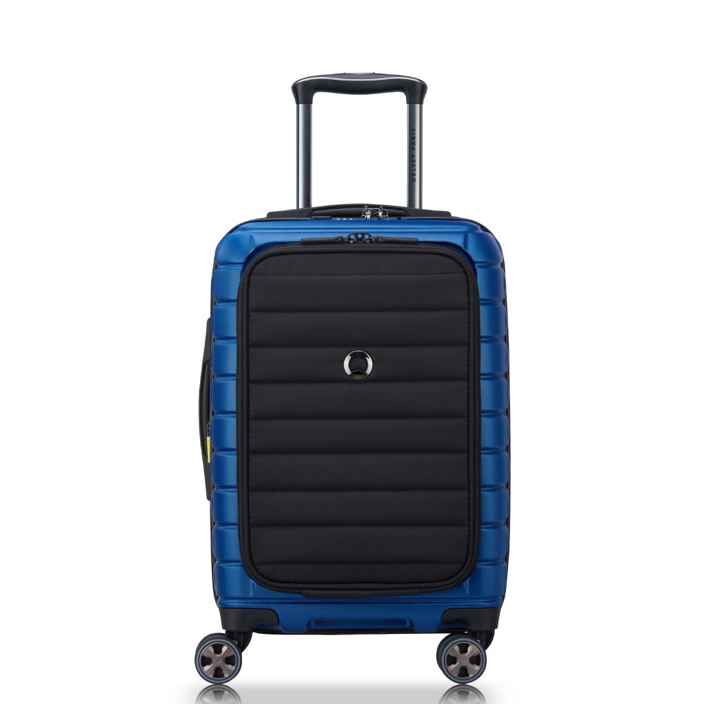 Delsey Shadow 55cm Expandable Carry On Luggage - Blue + Laptop Sleeve