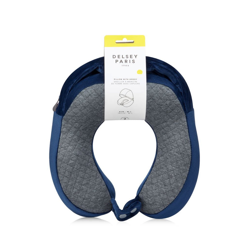 Delsey Memory Foam Travel pillow With Hoodie - Navy Delsey Luggage
