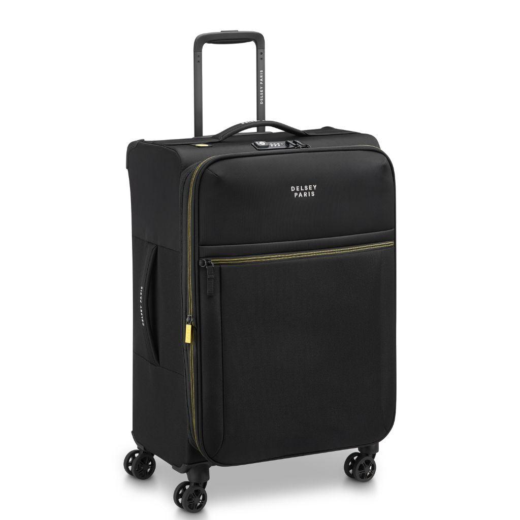 Delsey BROCHANT 3.0 67cm Medium Softsided Luggage Deep Black Love Luggage