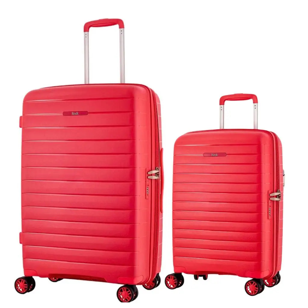 Rock Palma Cabin & Medium Duo Lightweight Hardsided Luggage Set - Coral