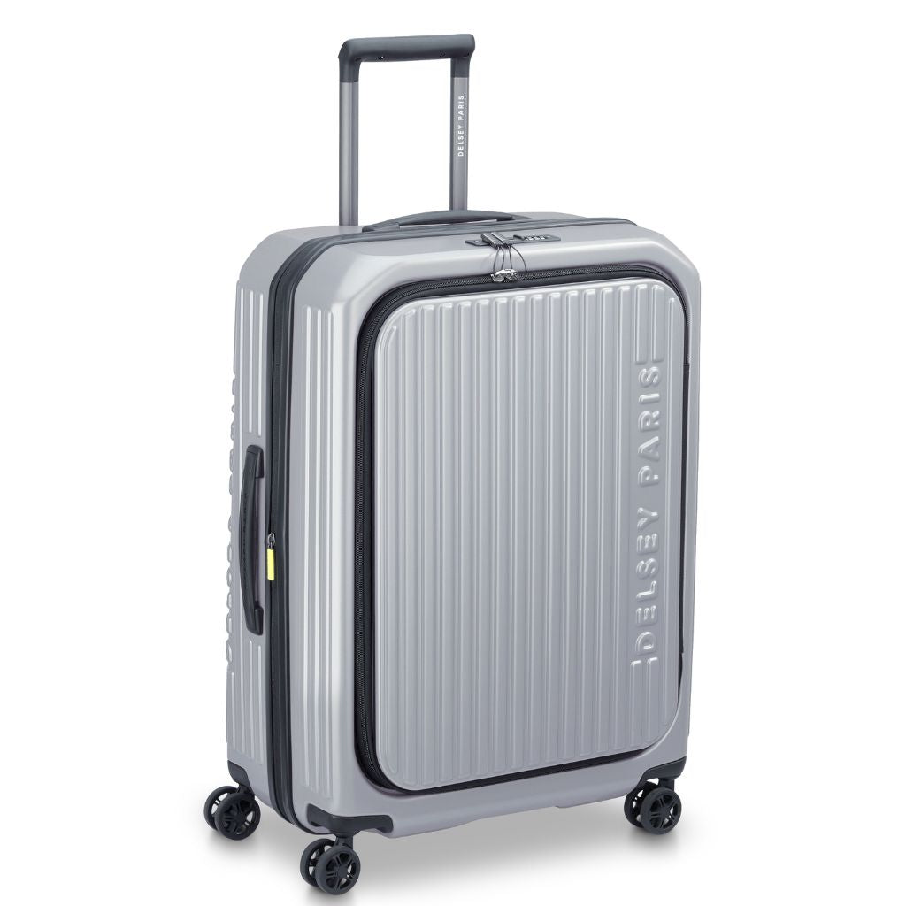 Delsey Securitime ZIP Top Opening 66cm Medium Exp Luggage - Silver