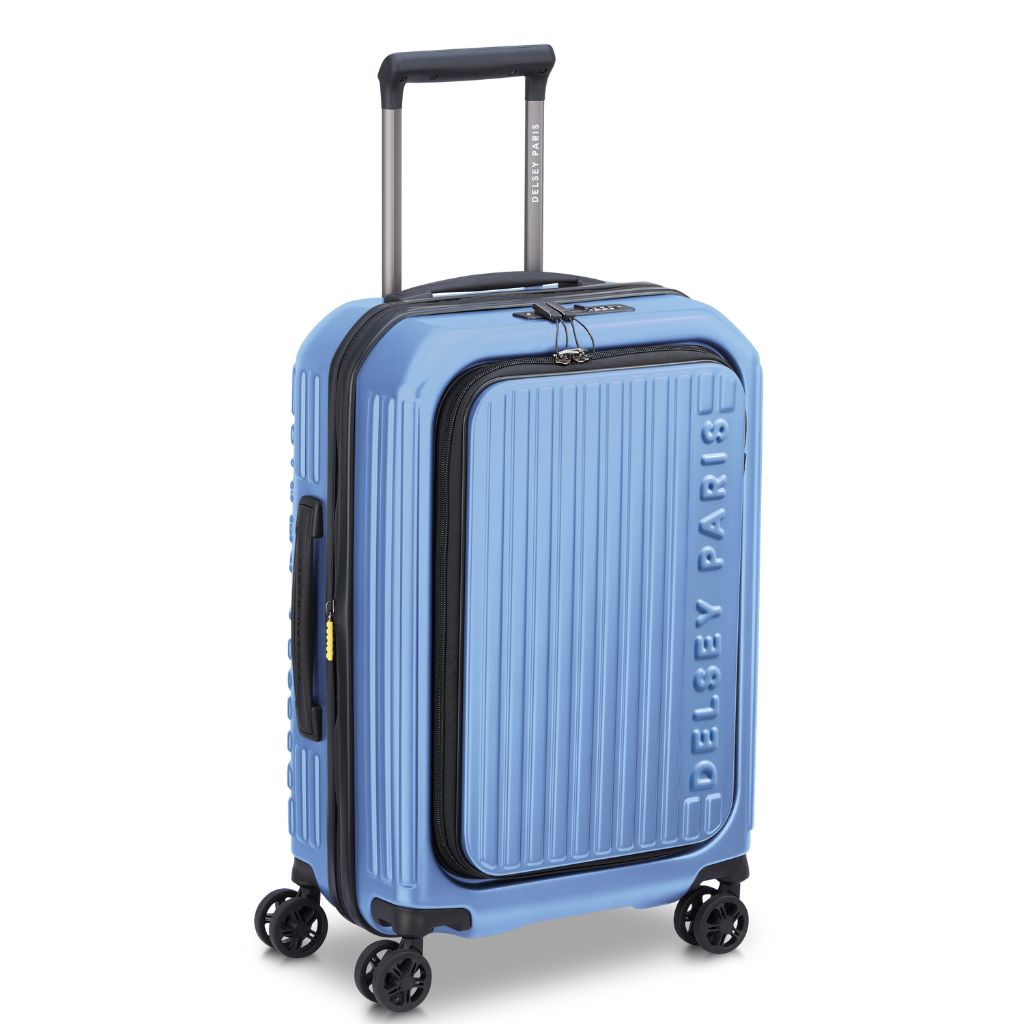 Delsey Securitime ZIP Top Opening 55cm Cabin Luggage Blue ON Sale Love Luggage