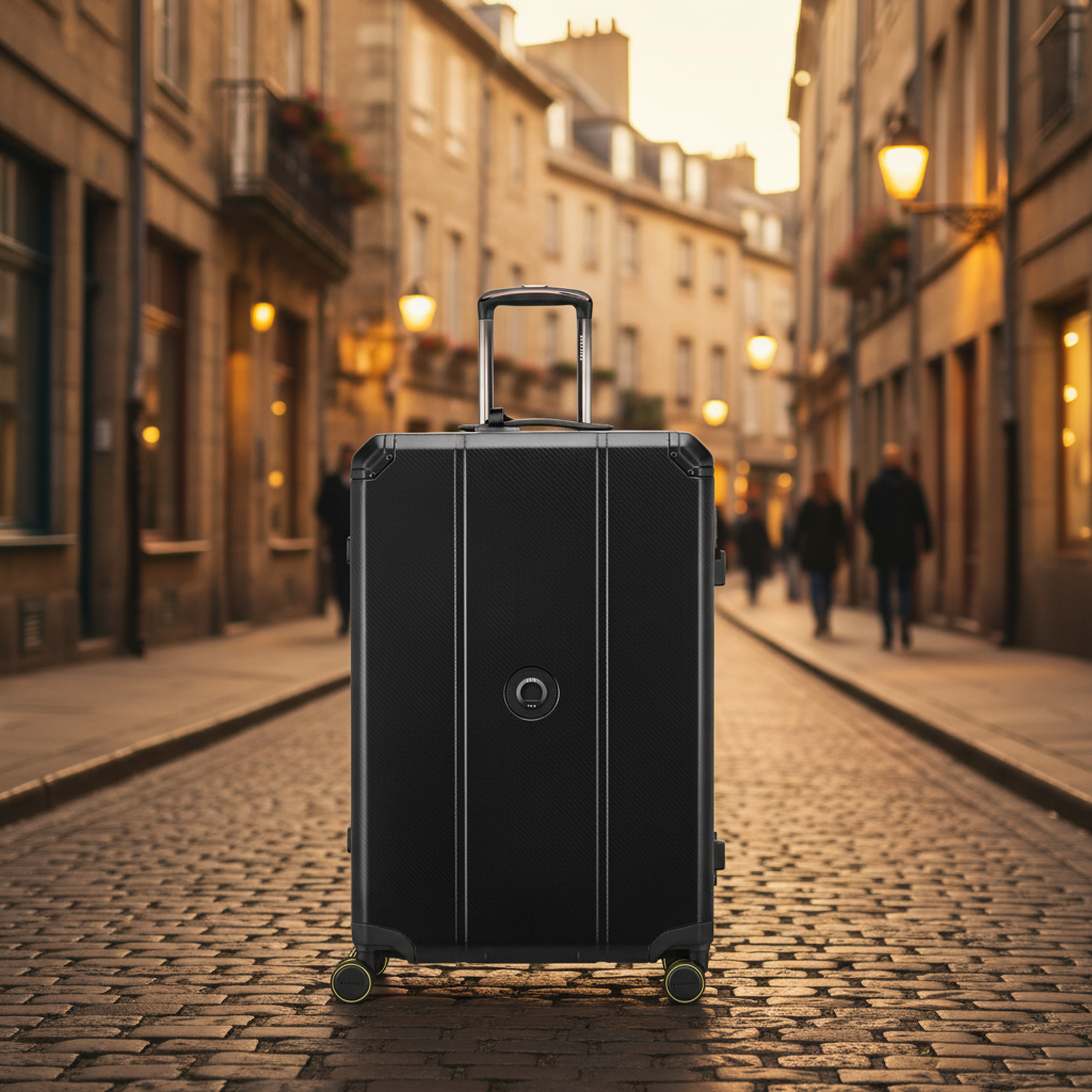 Delsey Alu’r - Aluminum Zipperless Premium Large Luggage - Black Delsey Luggage