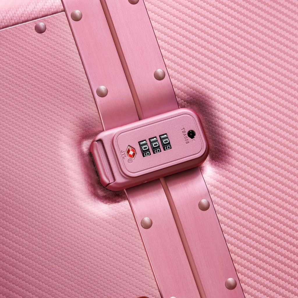 Delsey Alu’r - Aluminum Zipperless Premium Large Luggage - Pink Delsey Luggage