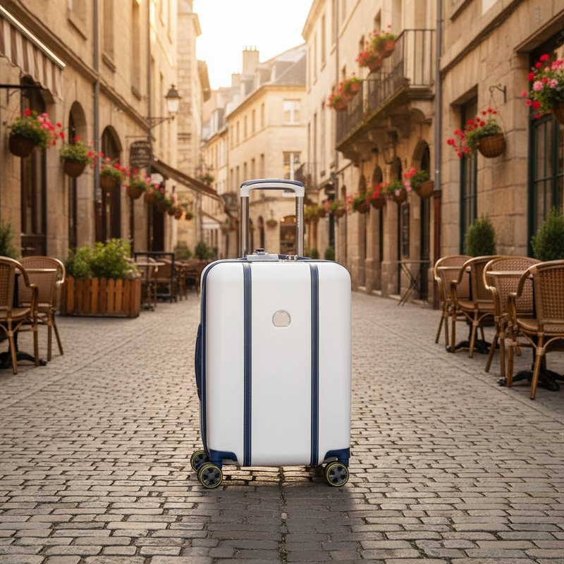 Delsey Cadense 55cm Carry On Exp Luggage - Ivory/Navy Delsey Luggage