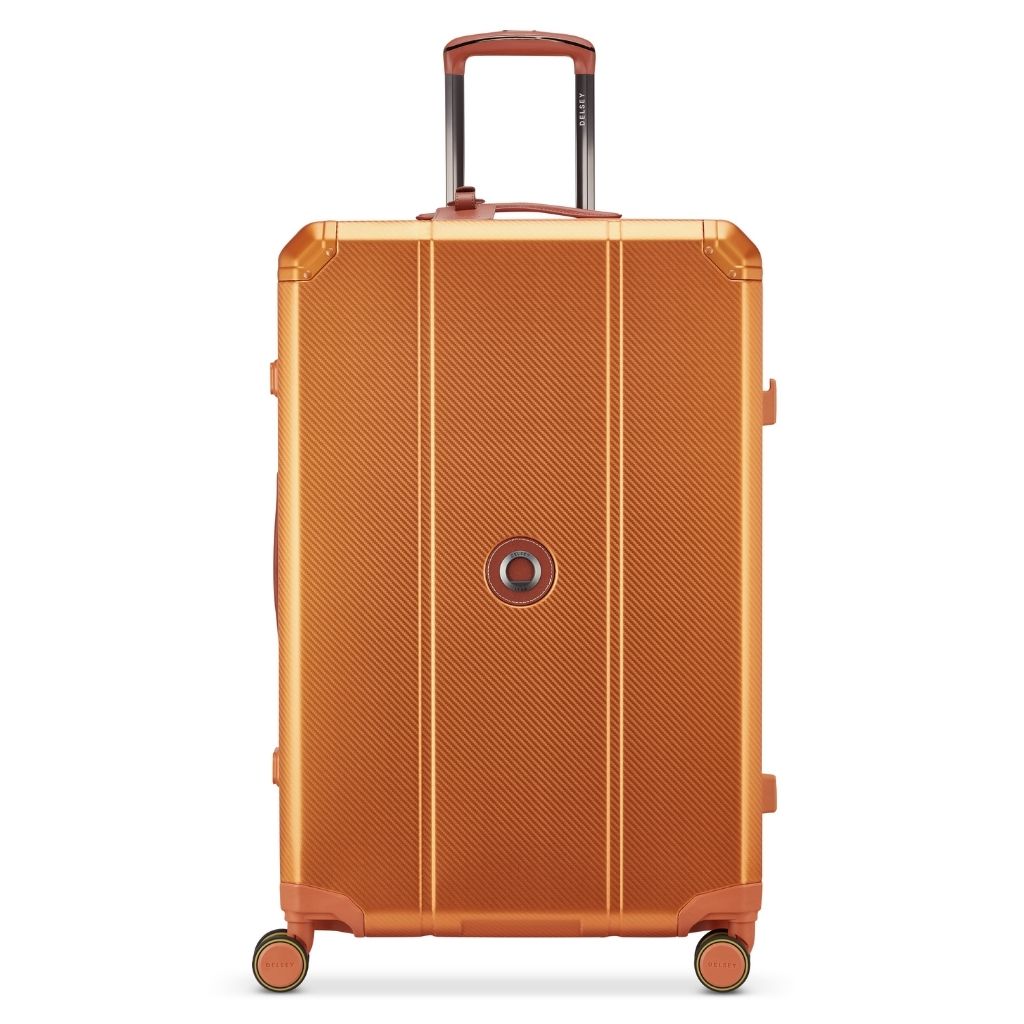 Delsey Alu’r - Aluminum Zipperless Premium Large Luggage - Orange Delsey Luggage