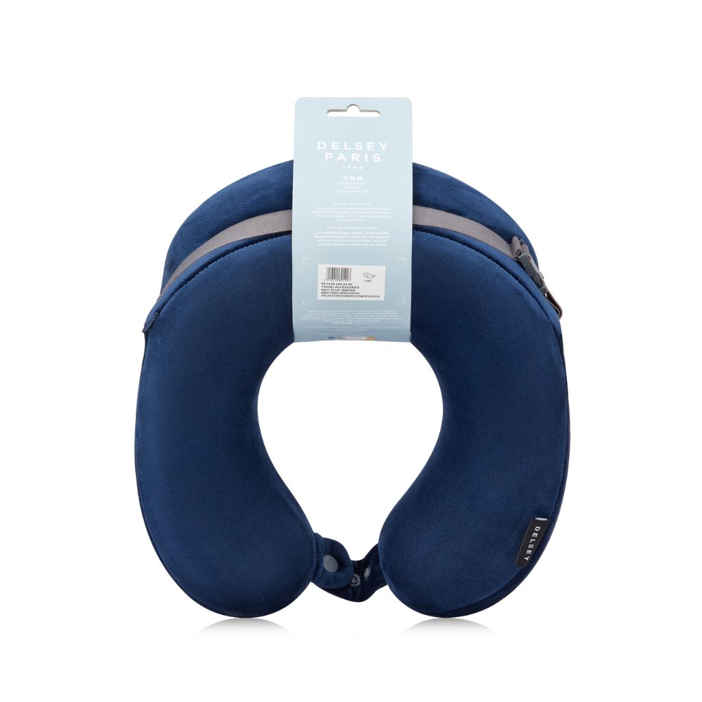 Delsey Memory Foam Travel pillow With Hoodie - Navy Delsey Luggage