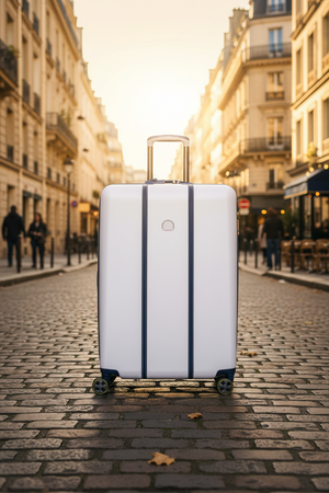 Delsey Cadense 76cm Large Exp Luggage - Ivory/Navy Delsey Luggage
