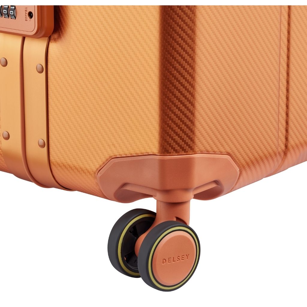 Delsey Alu’r - Aluminum Zipperless Premium Large Luggage - Orange Delsey Luggage