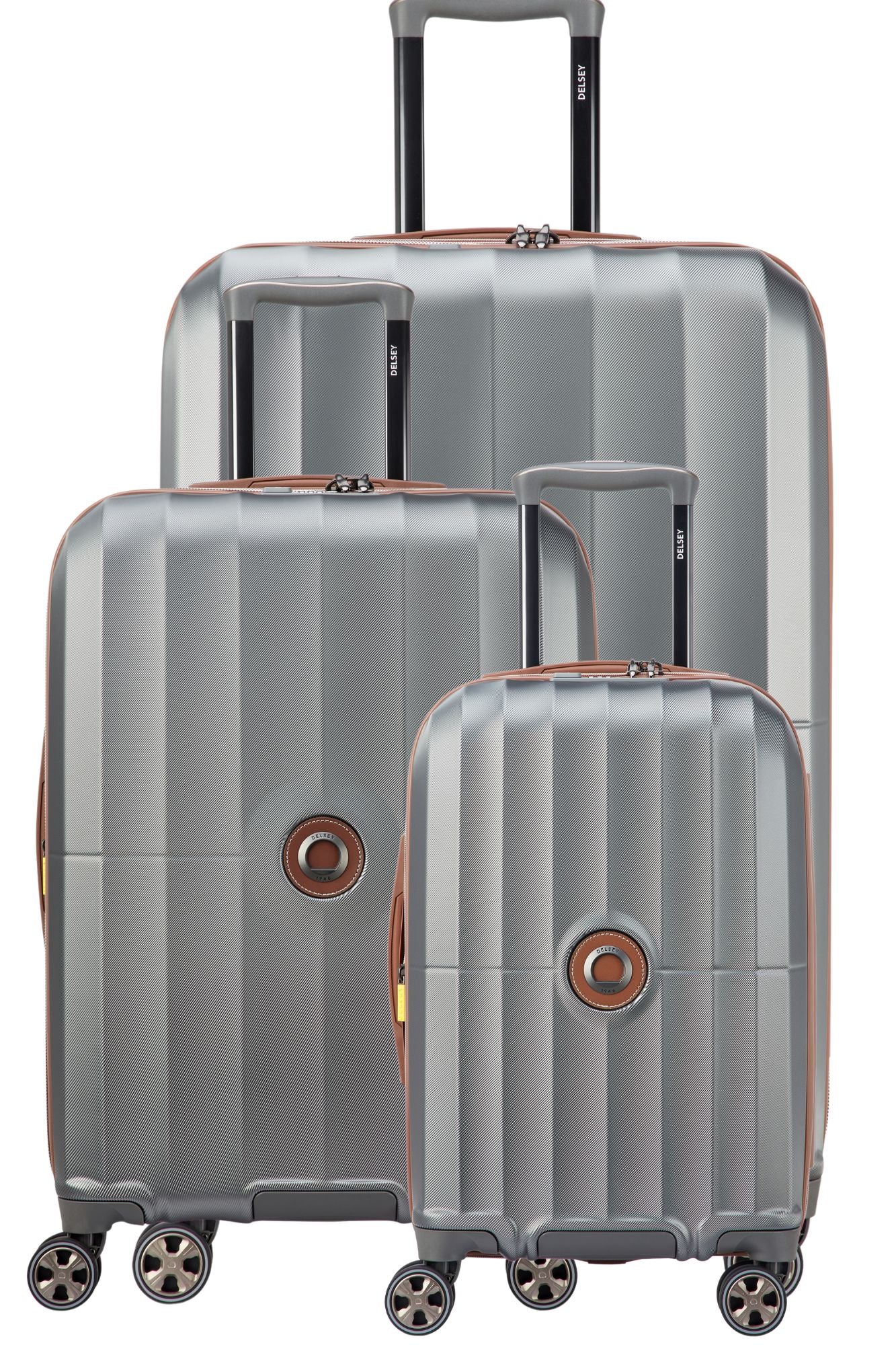 Delsey Carrousel 2 Set - 3 Piece Hardsided Luggage - Silver Delsey Luggage