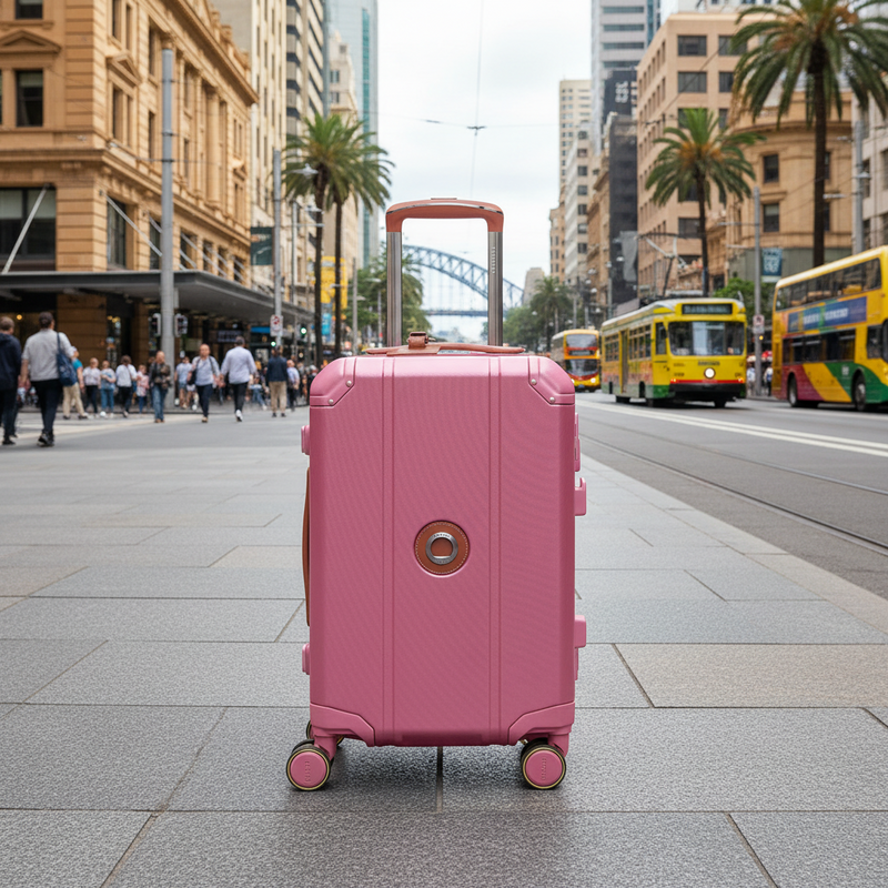 Delsey Alu’r - Aluminum Zipperless Premium Carry On - Pink Delsey Luggage