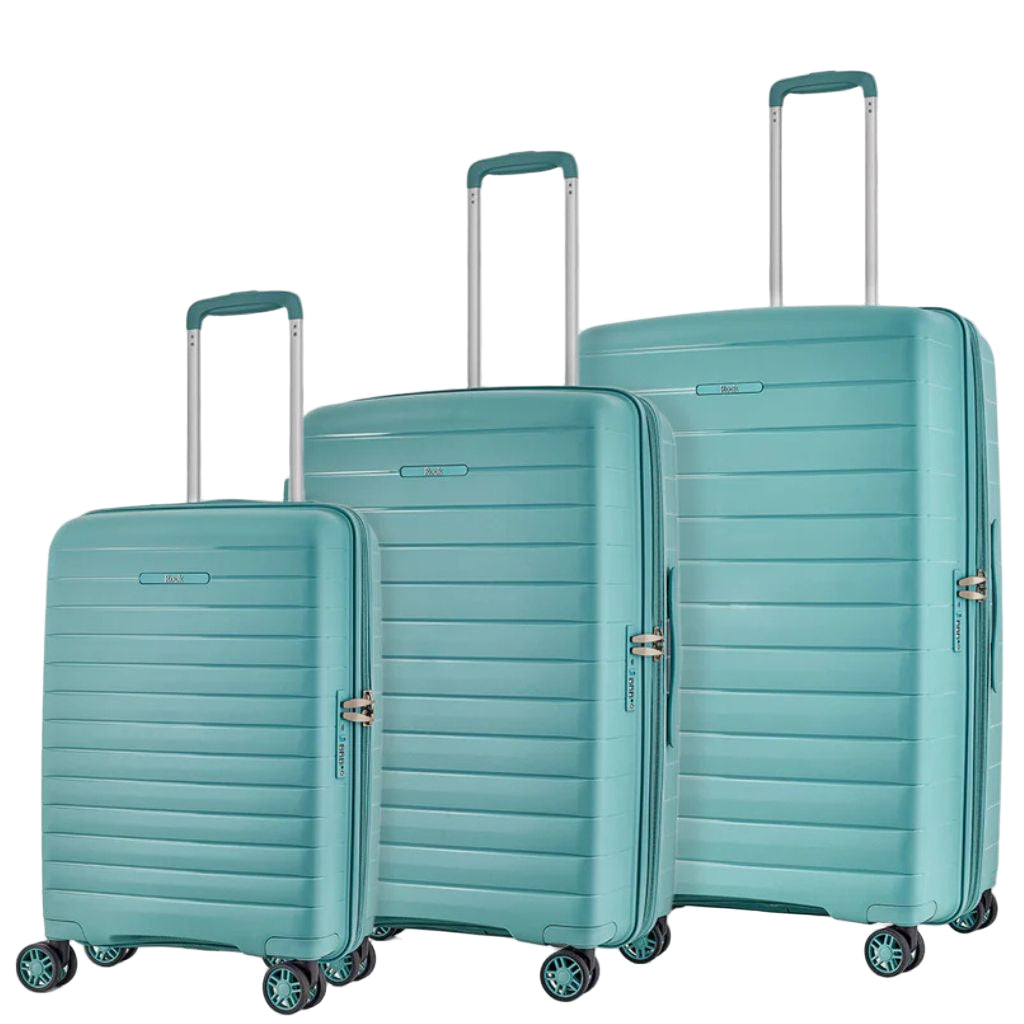 Rock Palma 3 Pce Set Lightweight Hardsided Suitcase - Seafoam Blue