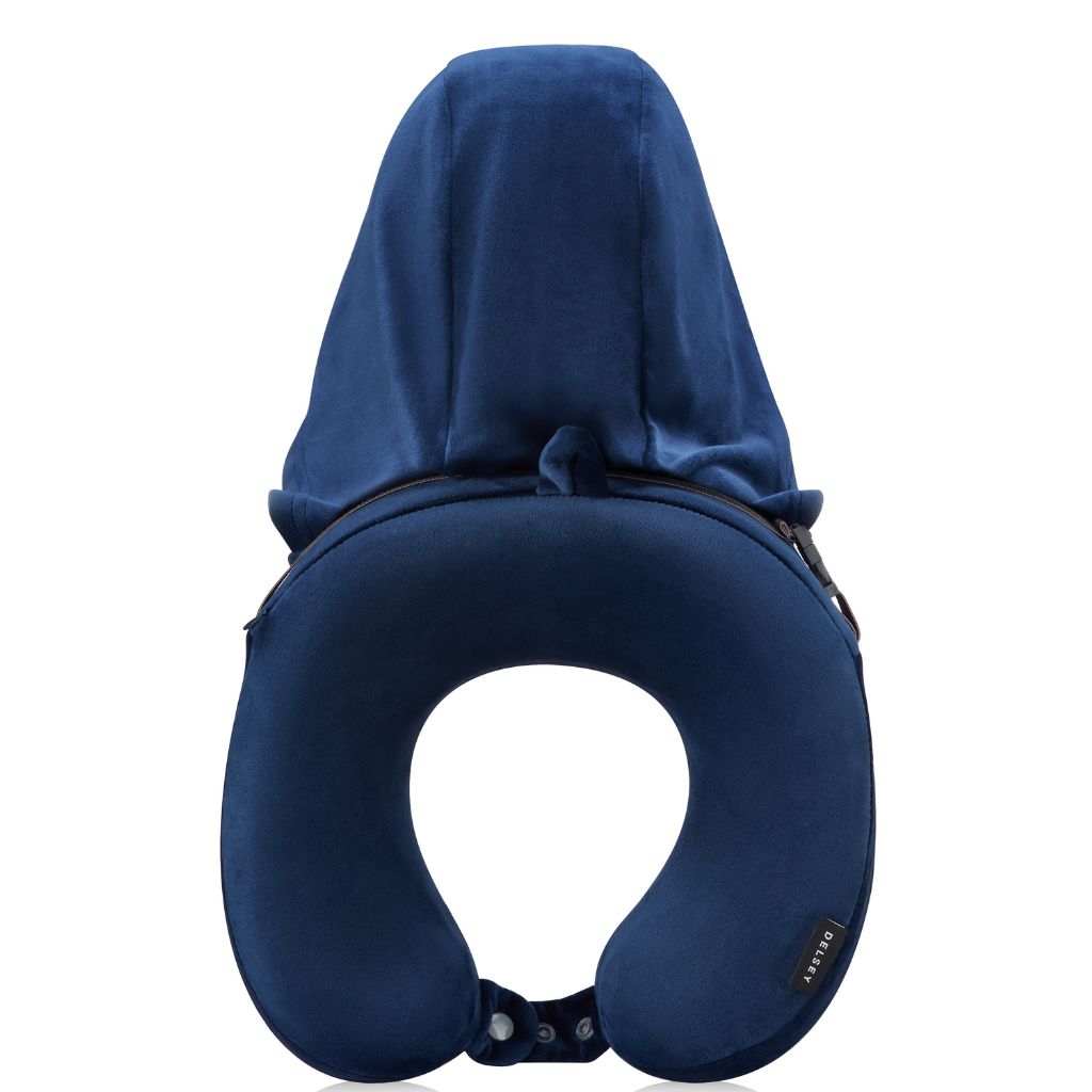 Delsey Memory Foam Travel pillow With Hoodie - Navy Delsey Luggage