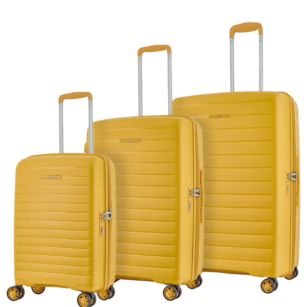 Rock Palma 3 Pce Set Lightweight Hardsided Suitcase - Yellow
