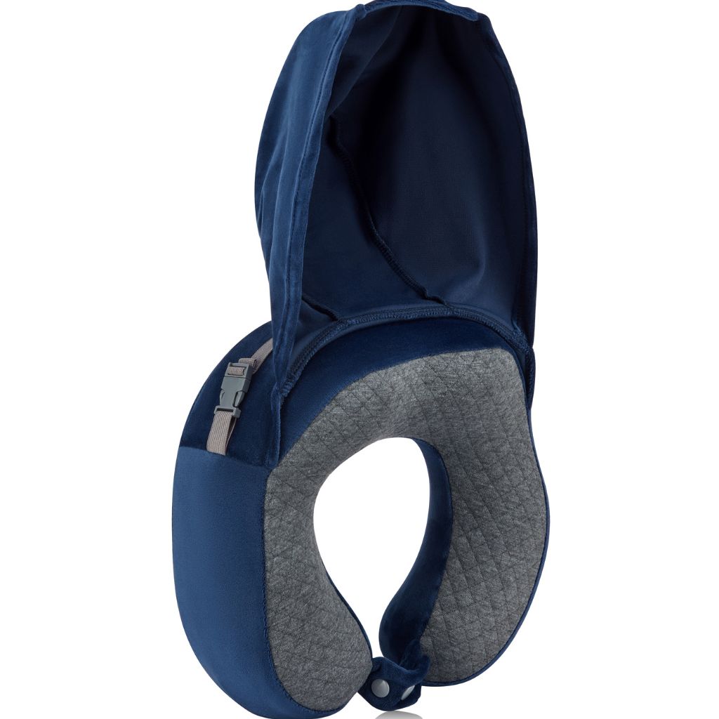 Delsey Memory Foam Travel pillow With Hoodie - Navy Delsey Luggage