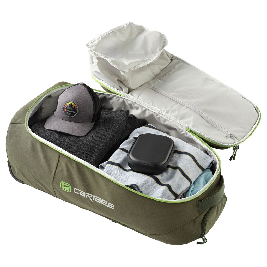 Caribee Adventure 70L Hybrid Wheeled Travel Duffel/Backpack - Olive |  Shipped Fast - Love Luggage