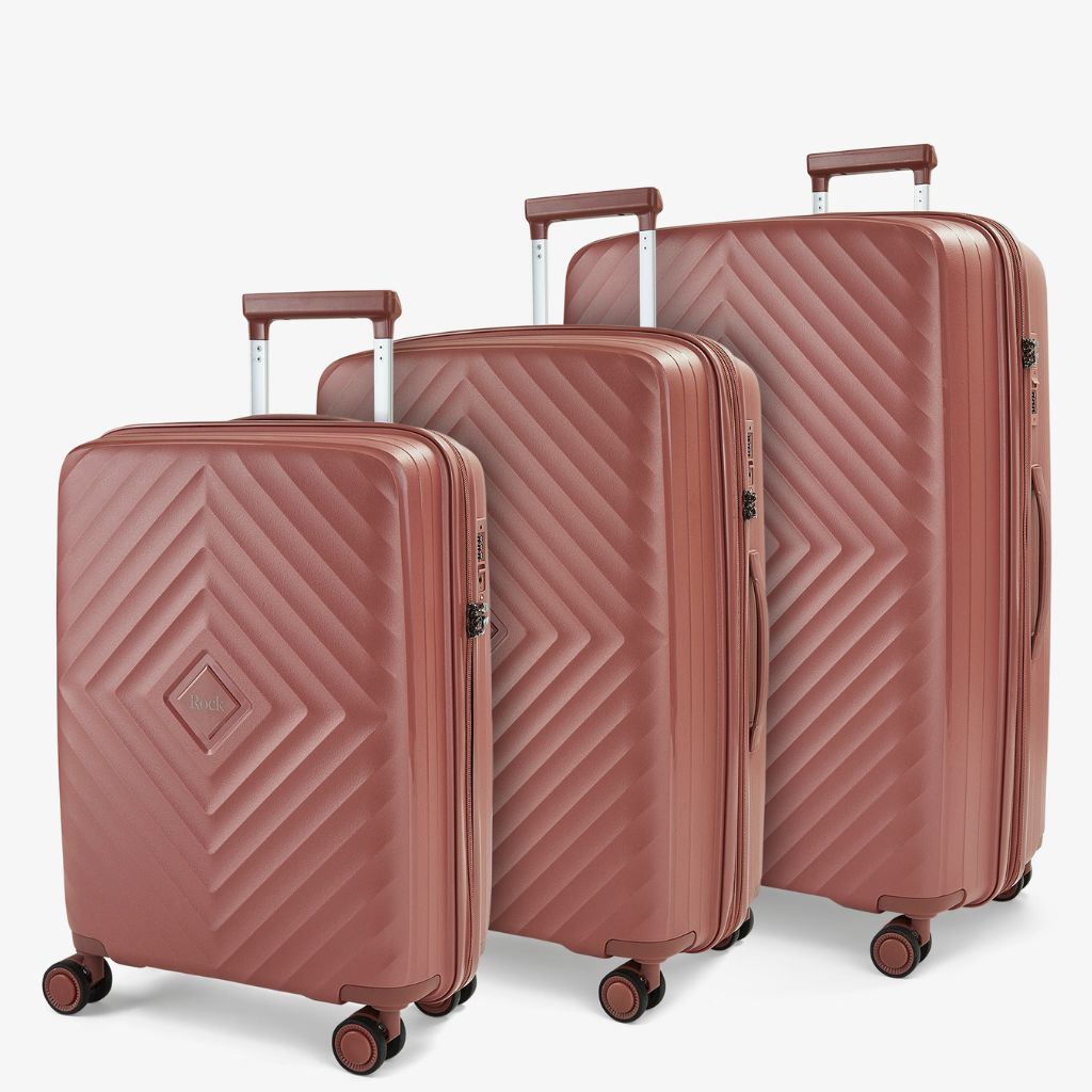Rock Infinity 3 Piece Expander Hardsided Suitcase Set - Dusty Pink