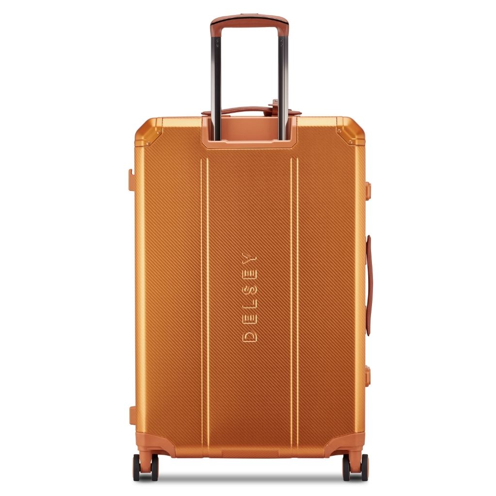 Delsey Alu’r - Aluminum Zipperless Premium Large Luggage - Orange Delsey Luggage
