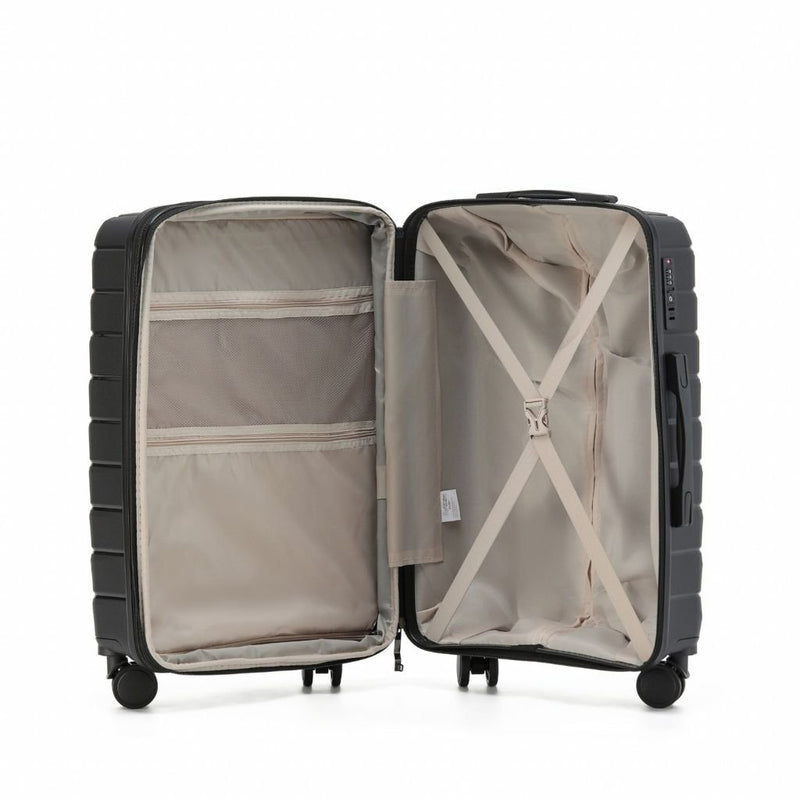 Aus Luggage Pilot 3 Piece Hardsided Luggage Set - Black - Love Luggage