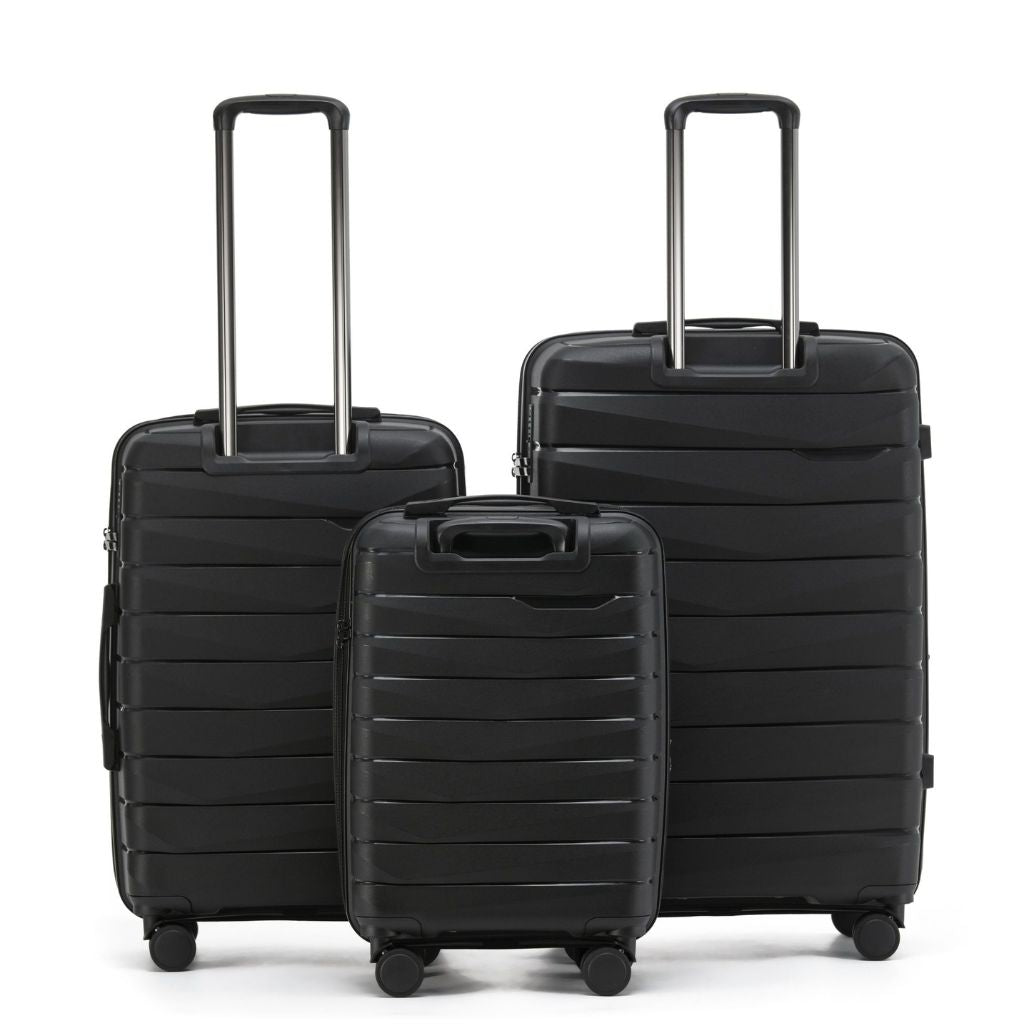 Aus Luggage Pilot 3 Piece Hardsided Luggage Set - Black - Love Luggage