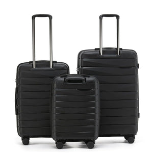 Aus Luggage Pilot 3 Piece Hardsided Luggage Set - Black - Love Luggage