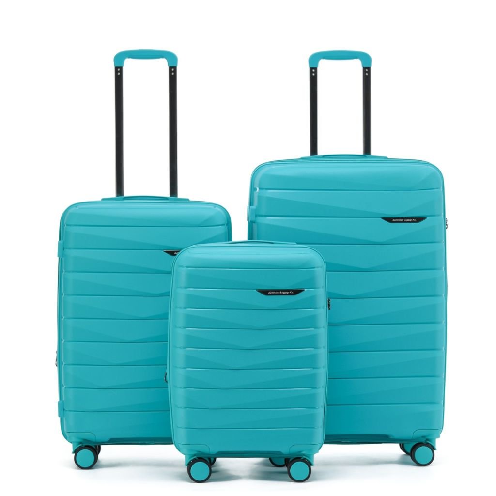 Aus Luggage Pilot 3 Piece Hardsided Luggage Set - Teal - Love Luggage