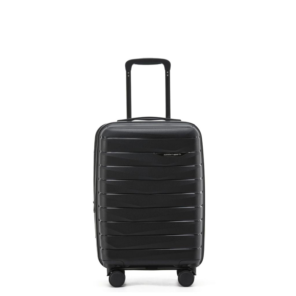 Aus Luggage Pilot 55cm Carry On Hardsided Luggage - Black - Love Luggage