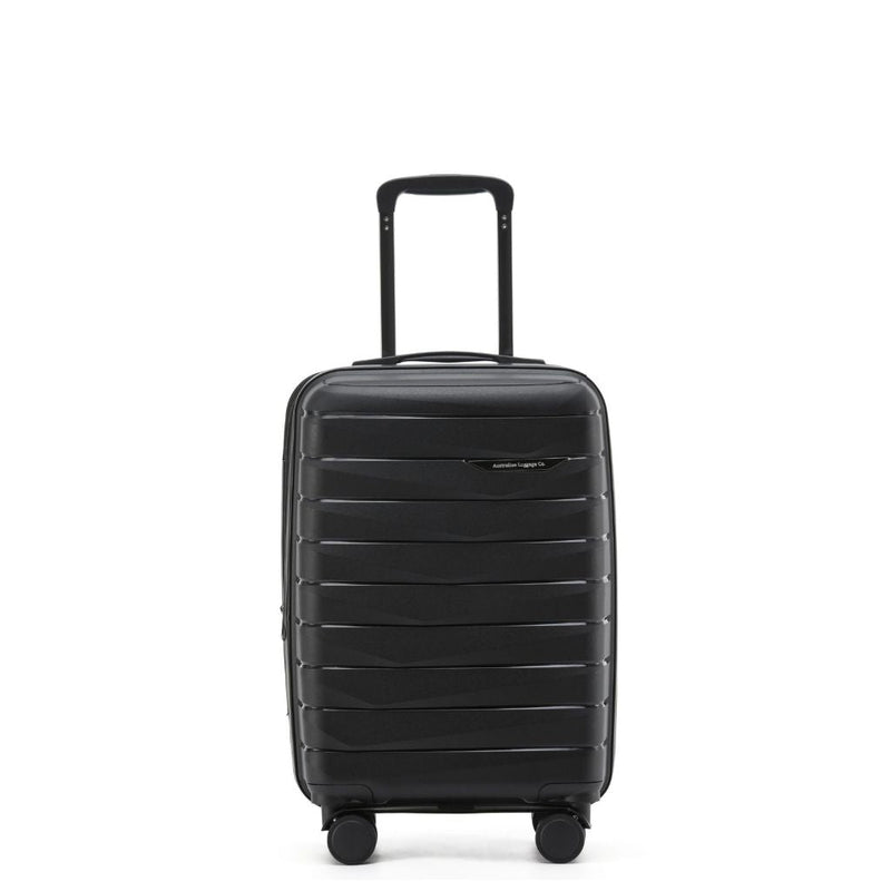 Aus Luggage Pilot 55cm Carry On Hardsided Luggage - Black - Love Luggage