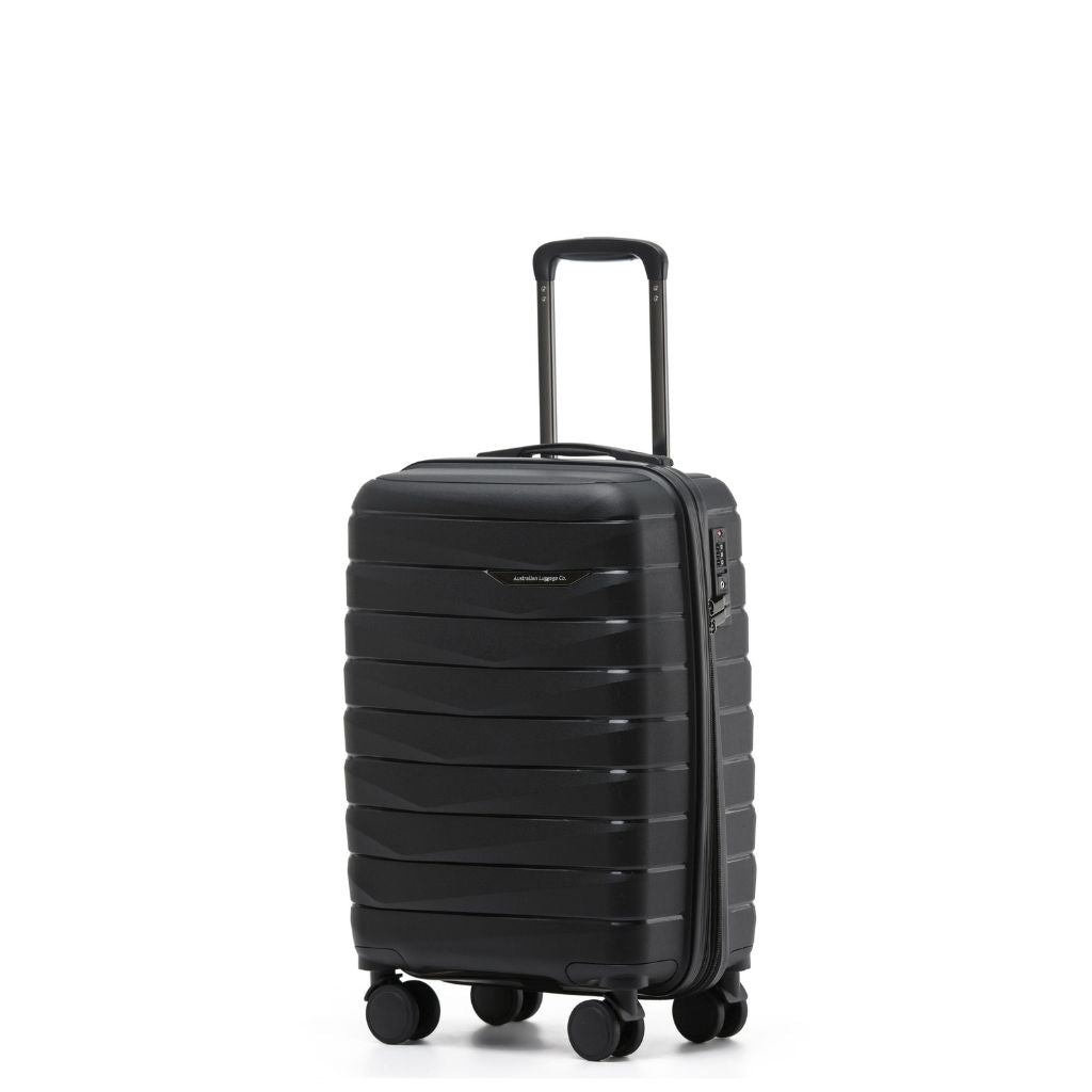 Aus Luggage Pilot 55cm Carry On Hardsided Luggage - Black - Love Luggage