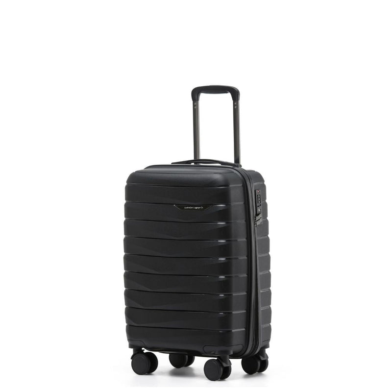 Aus Luggage Pilot 55cm Carry On Hardsided Luggage - Black - Love Luggage