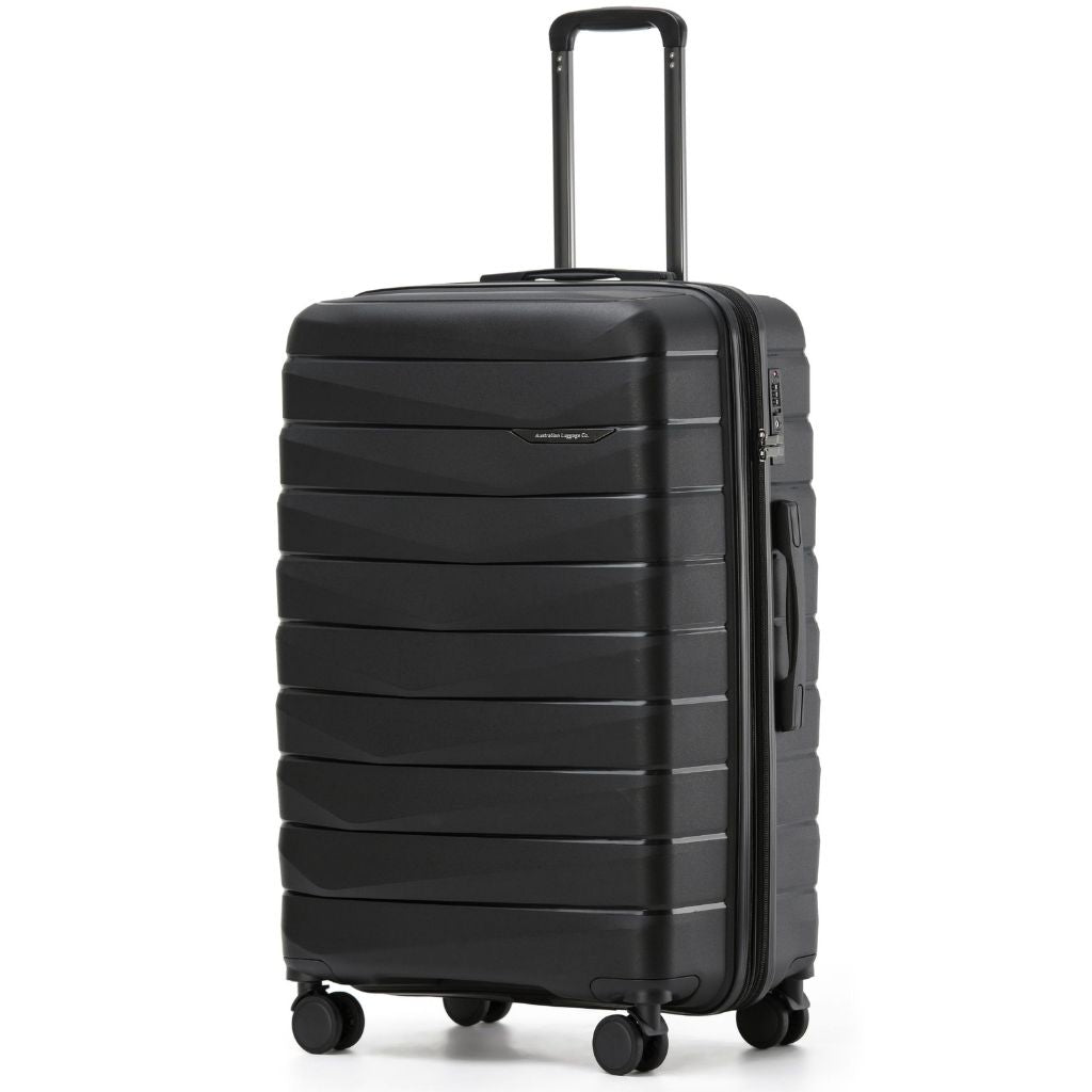 Aus Luggage Pilot 75cm Large Hardsided Luggage - Black - Love Luggage