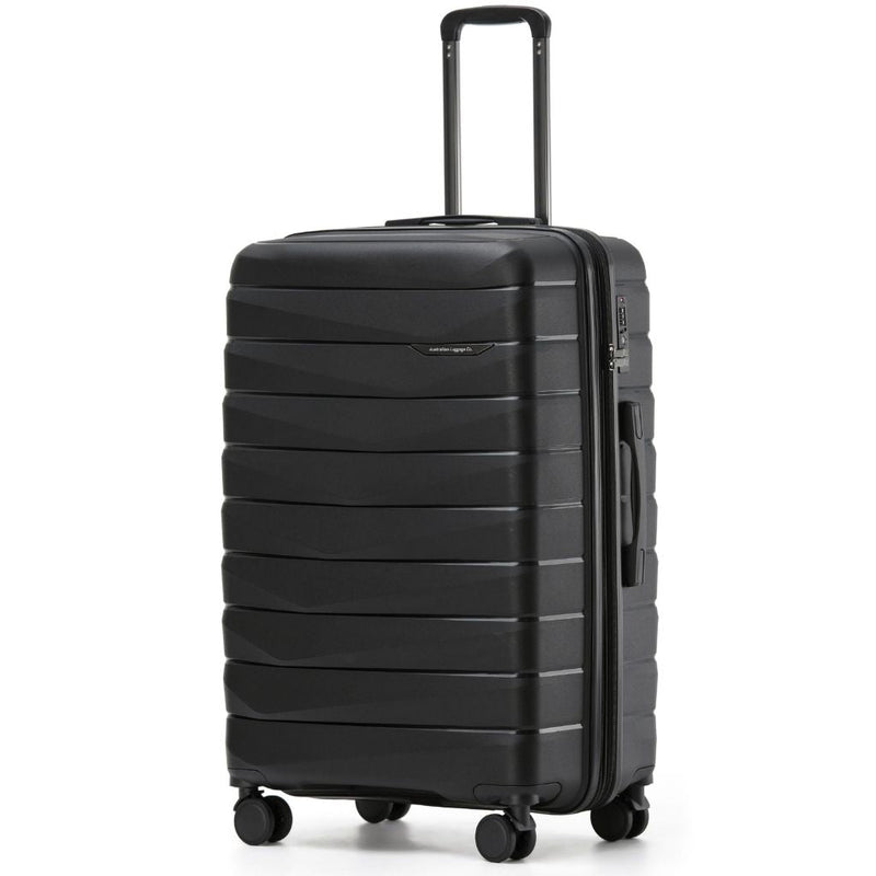 Aus Luggage Pilot 75cm Large Hardsided Luggage - Black - Love Luggage