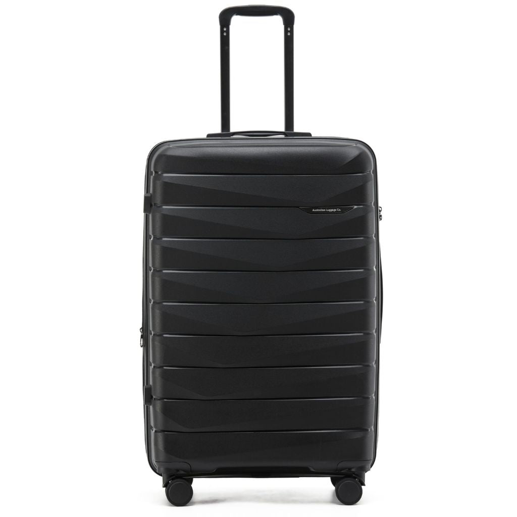 Aus Luggage Pilot 75cm Large Hardsided Luggage - Black - Love Luggage