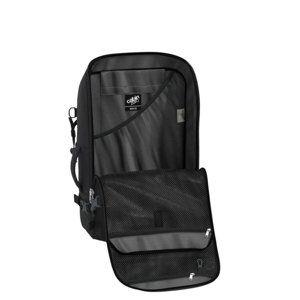 CabinZero ADV 42L Carry On Backpack - Absolute Black - Love Luggage