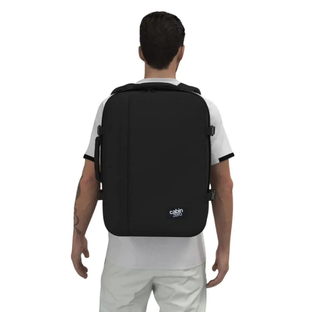CabinZero Classic 44L Lightweight Carry On Backpack - Black | Massive Sale
