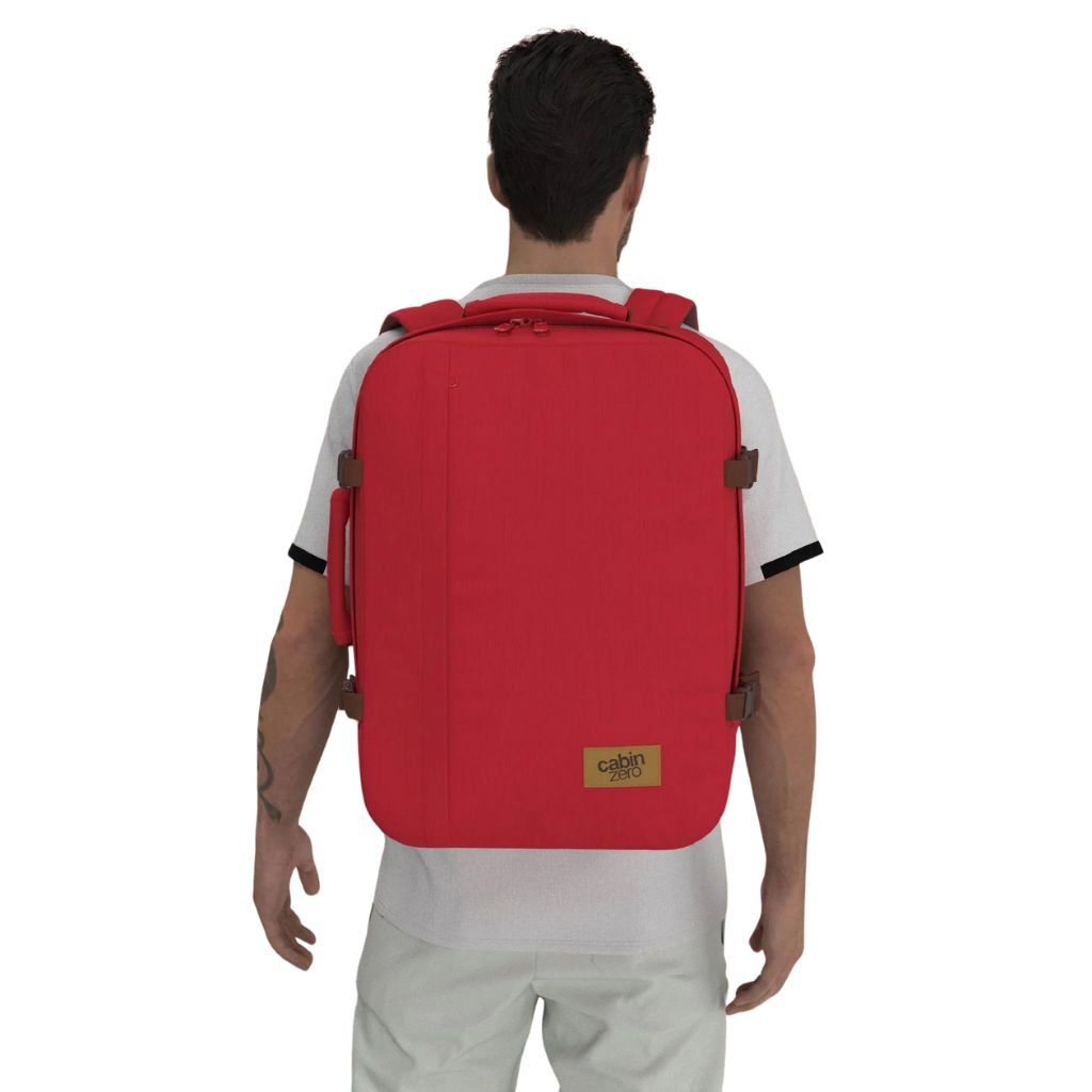 CabinZero Classic 44L Lightweight Carry On Backpack - London Red - Love Luggage